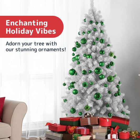 36-Piece Green Christmas Ornaments Set – Shatterproof Tree Balls in 3 Sizes