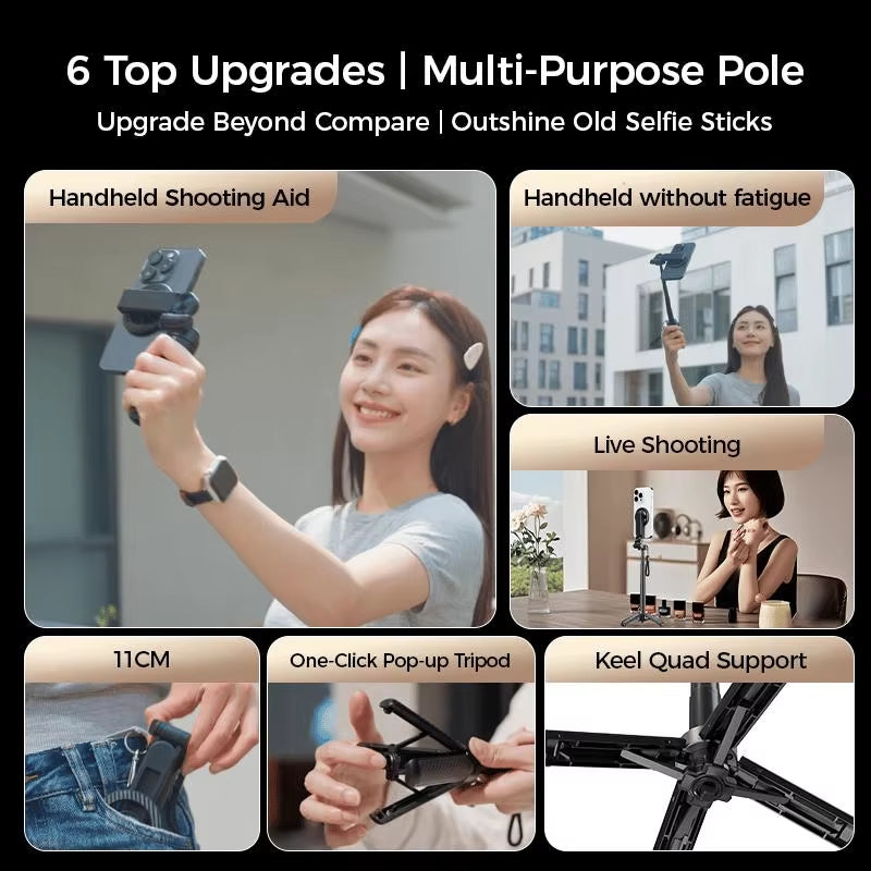Magnetic 360° Bluetooth Selfie Stick & Tripod Stand