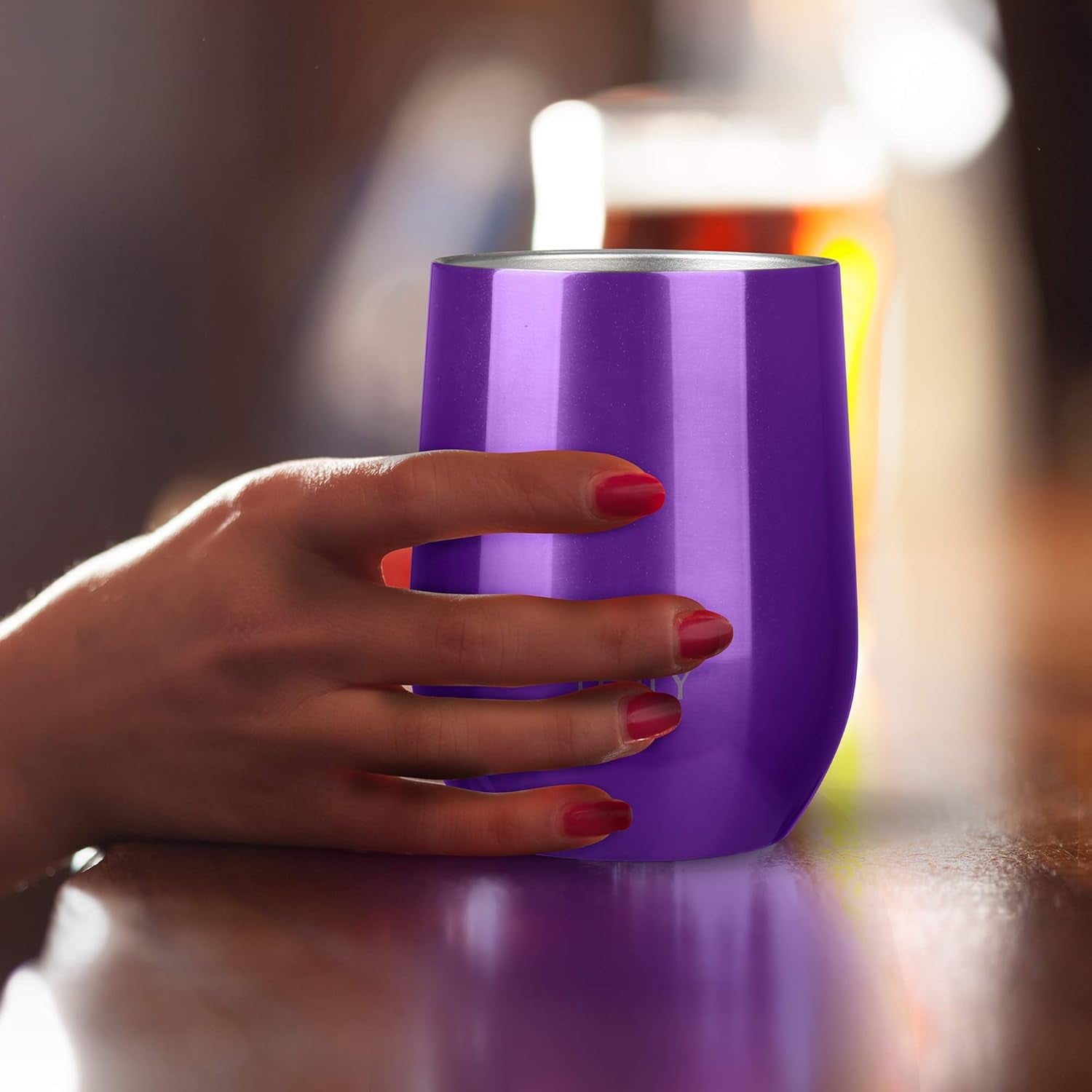 Vacuum Insulated Stemless Wine Tumbler – Triple-Layer Stainless Steel with Lid & Straw (12 Oz)